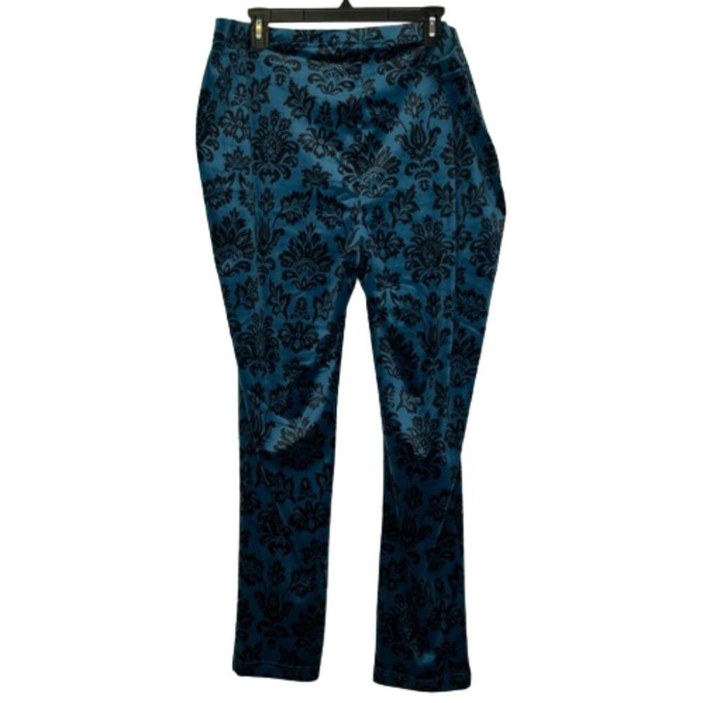 Chico's Zenergy velour printed leggings striking teal size 4 NWT